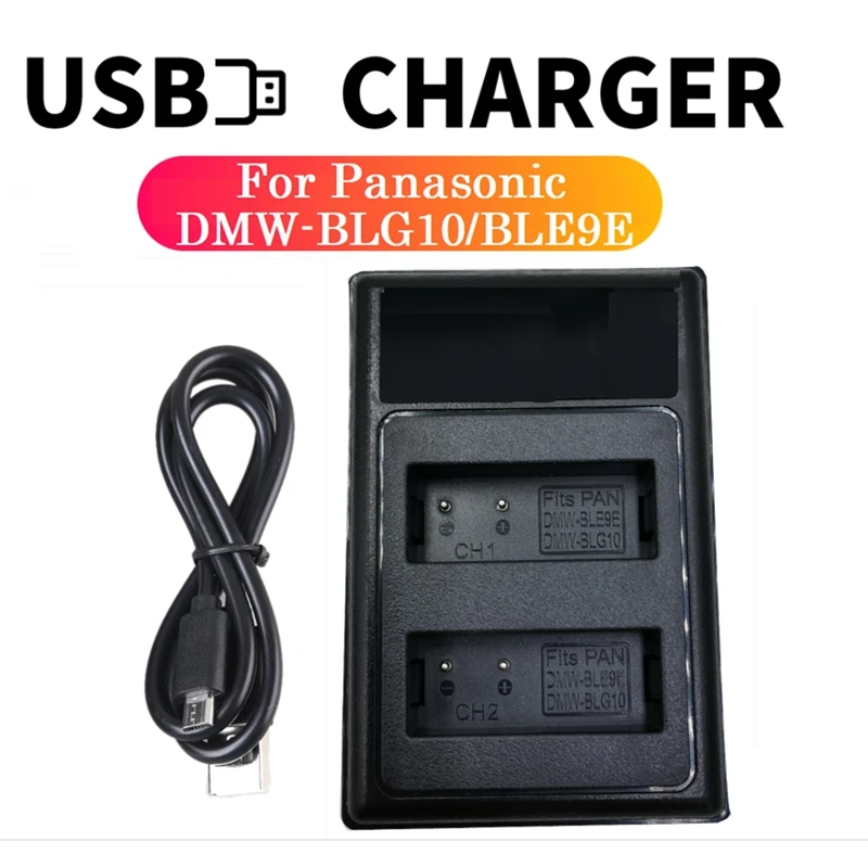 

Зарядное устройство DMW-BLG10 LCD USB для двух батарей для Panasonic Lumix DMC-GF6 GX7 GX80 GX85 GX7 Mark II DMW-BLE9E зарядное устройство