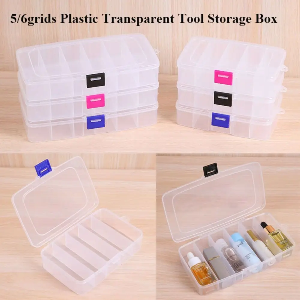 

Square Storage Box Portable 5/6grids Transparent Packing Boxes Plastic Durable Small Items Case Power Tools Holder