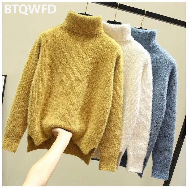 Women Pullover Turtleneck Sweater Autumn Winter Long Sleeve 2022 New Slim Elastic Simple Solid Color Fashion Top Female Clothing