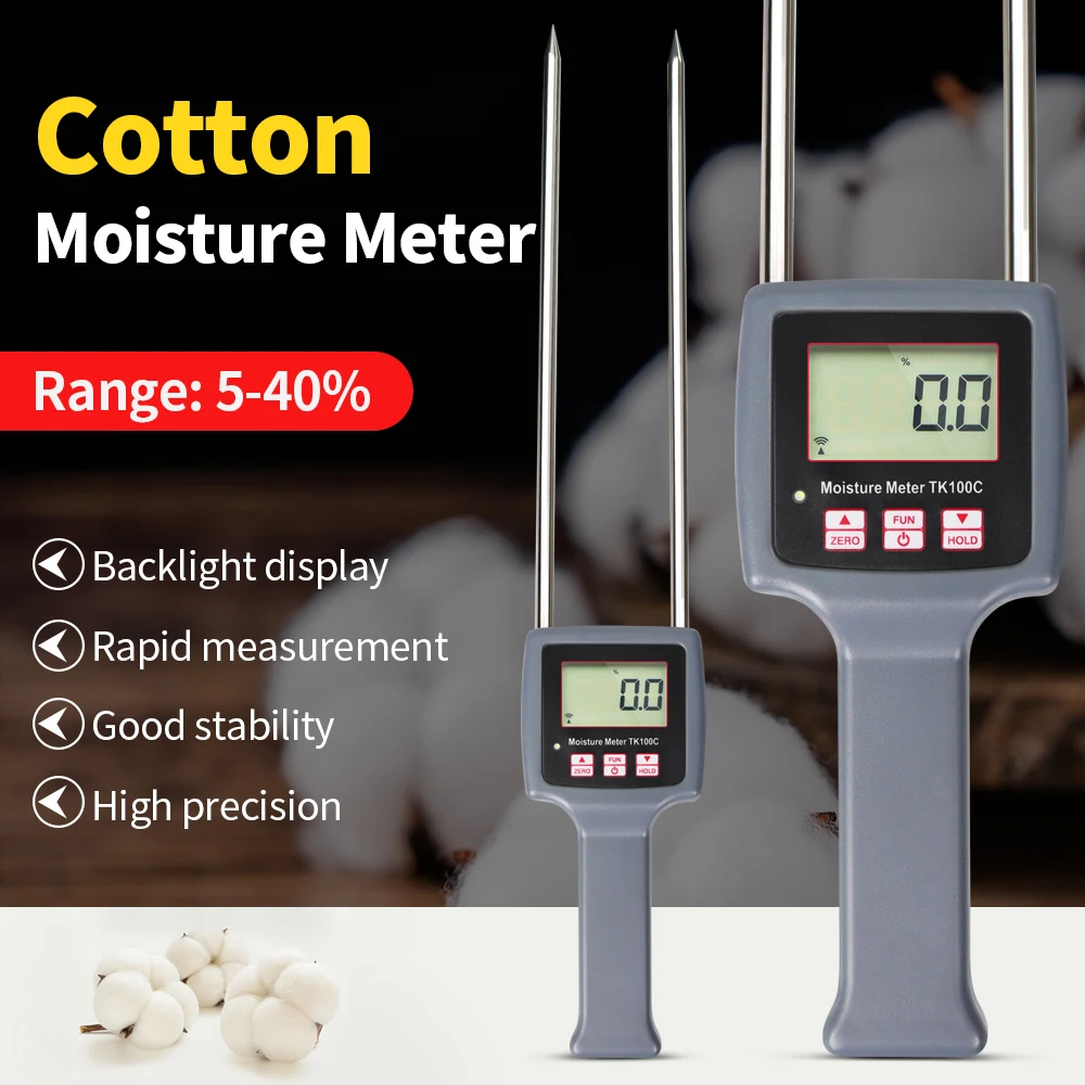 Портативный цифровой гигрометр TK100C прибор для измерения влажности хлопка