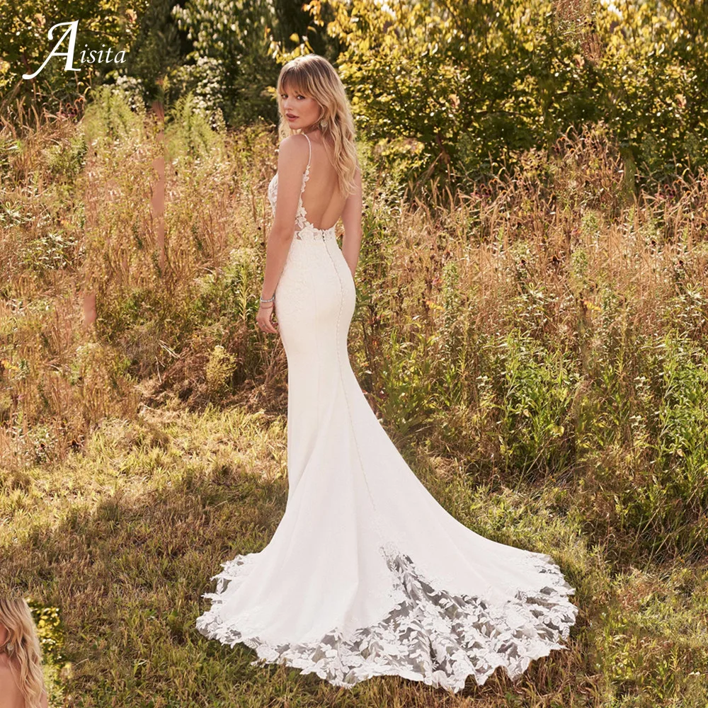 

Grace Mermaid Robe De Mariée Handmade Lace Embroidery Vestidos De Novia Sexy Open Back Mermaid Wedding Dresses Bridal Gowns