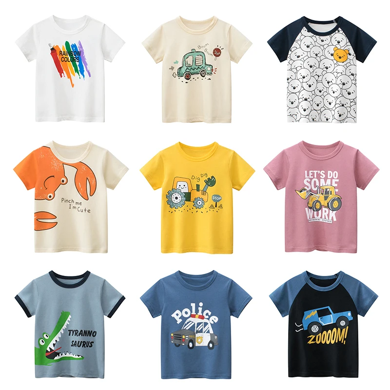 

New Kids Summer Baby Print Cotton T Shirt Boys Tee Girls Tops Children's Clothing casual design Cartoon Short Sleeves Clothes