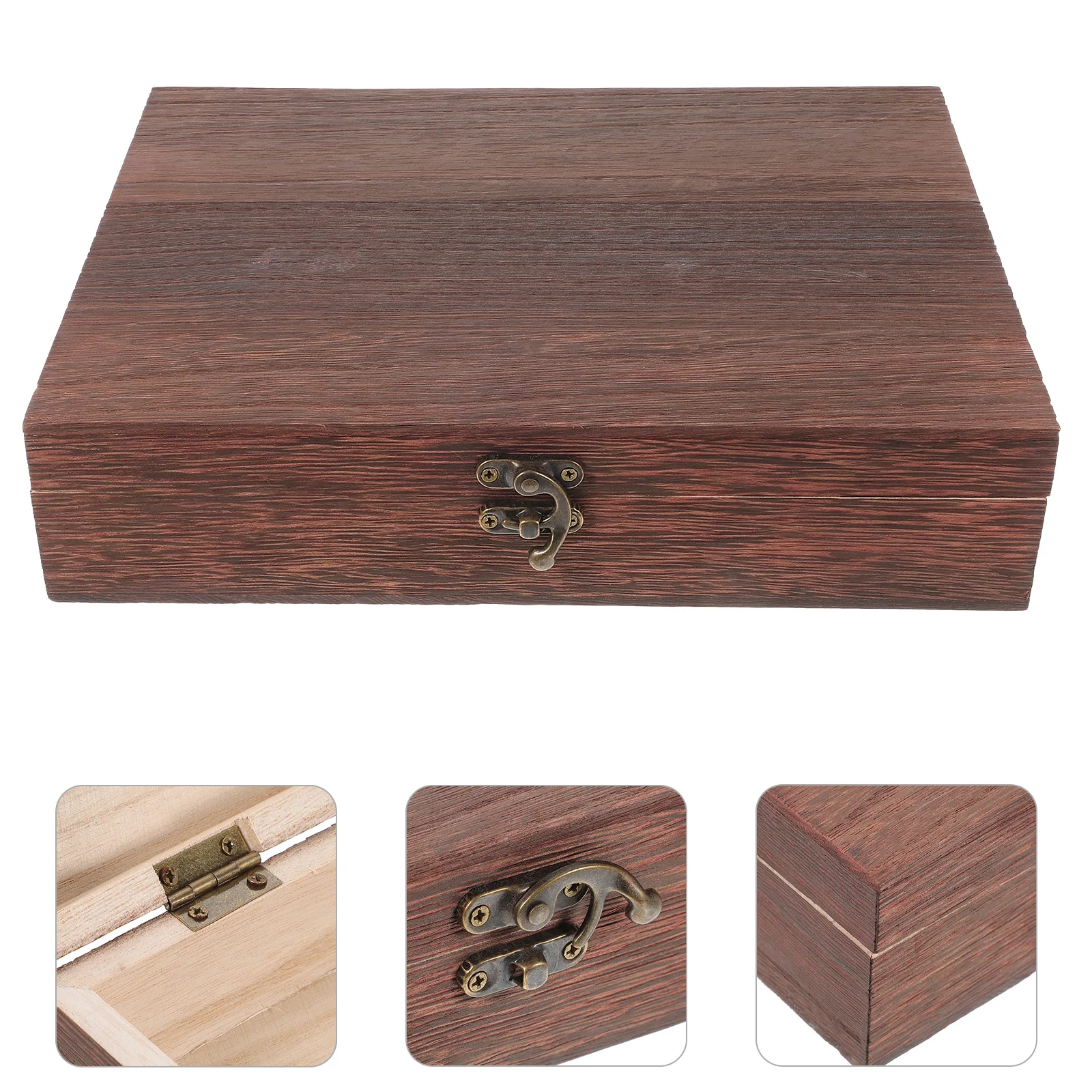 

Box Wooden Storage Wood Boxes Keepsake Jewelry Case Lids Lid Gift Decorative Lock Hinged Organizer Crafts Vintage Treasure Tray