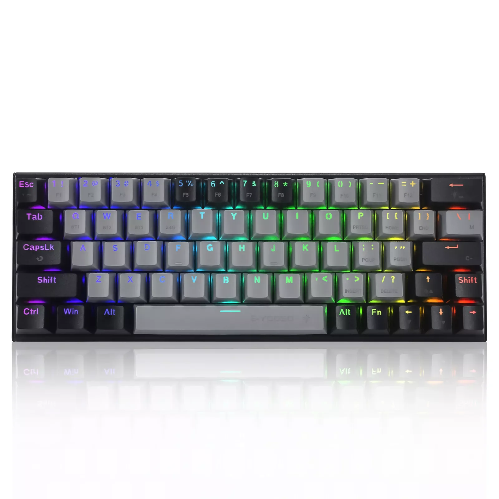 

HUOJI Z11 63keys RGB Mechanical Gaming Keyboard Surpport Bluetooth/Wireless 2.4G/USB 3 mode with Red switch for PC,Laptop,Mac OS