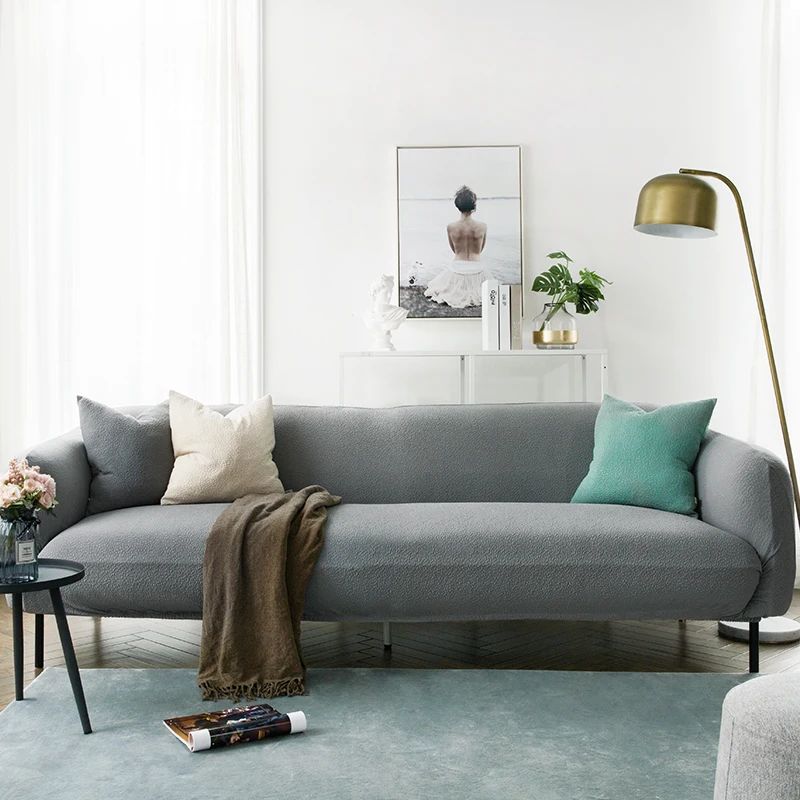 

Solid Color Sofa Cover Universal Cotton All-inclusive Nordic Thick Elastic Simple Sofa Cover Cozy Coussin Home Textile 50