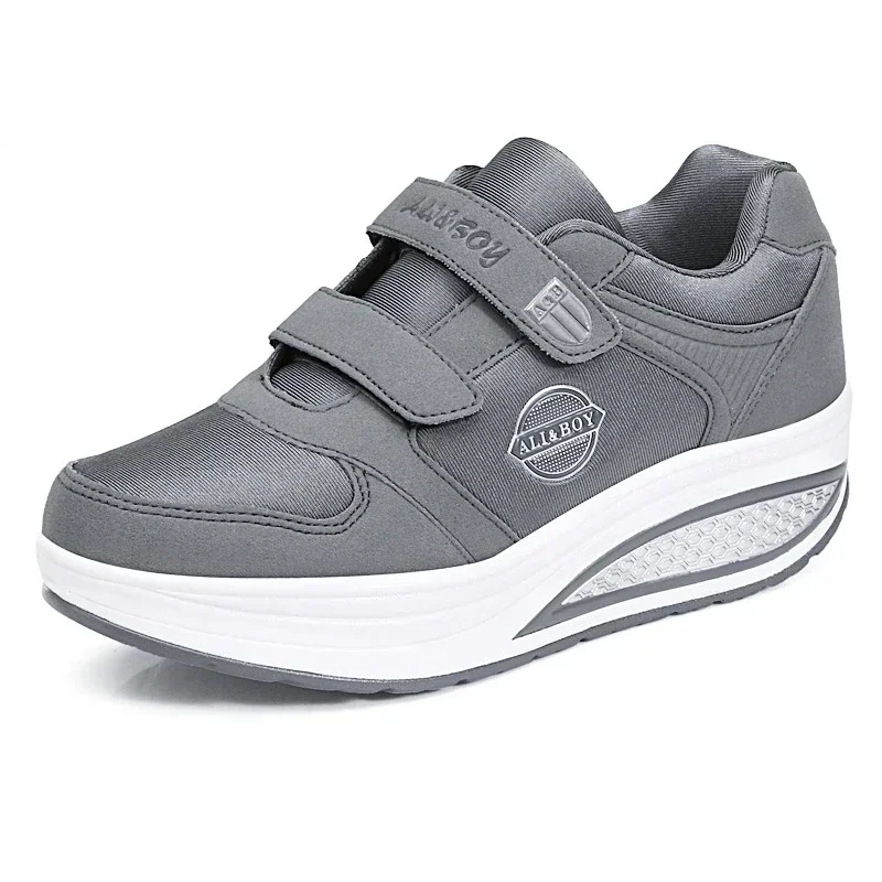Women's Swing Sneakers Wedge Platform Toning Sports Shoes for Woman Breathable Slimming Fitness Rocking Mom Thick Sole