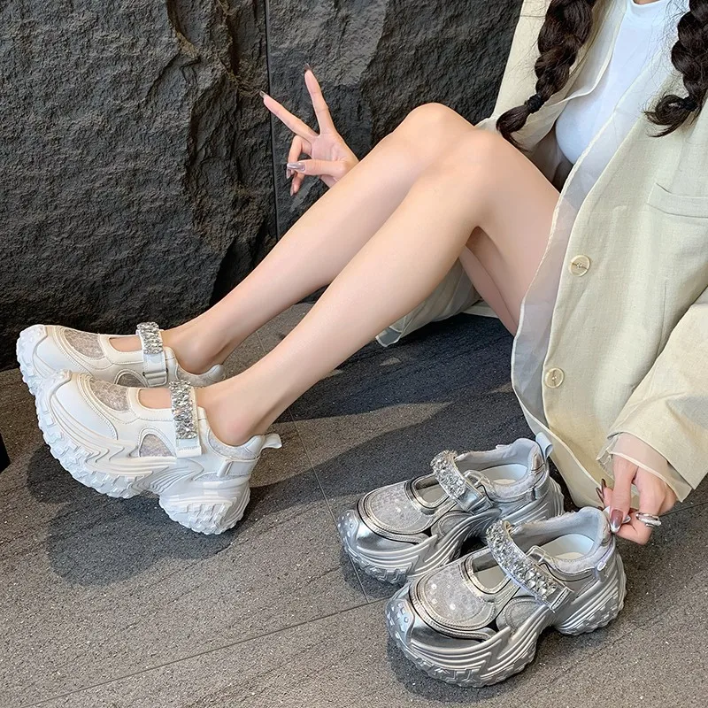 Женские спортивные туфли на платформе летняя сетчатая дышащая дизайнерская