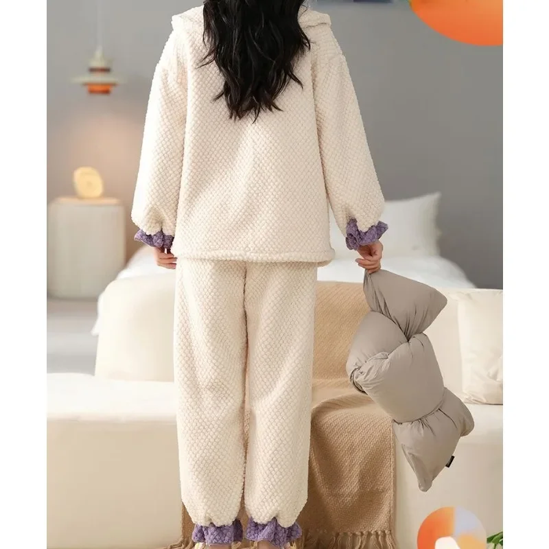 Женская пижама фланелевая новая модель женский кардиган из двух частей