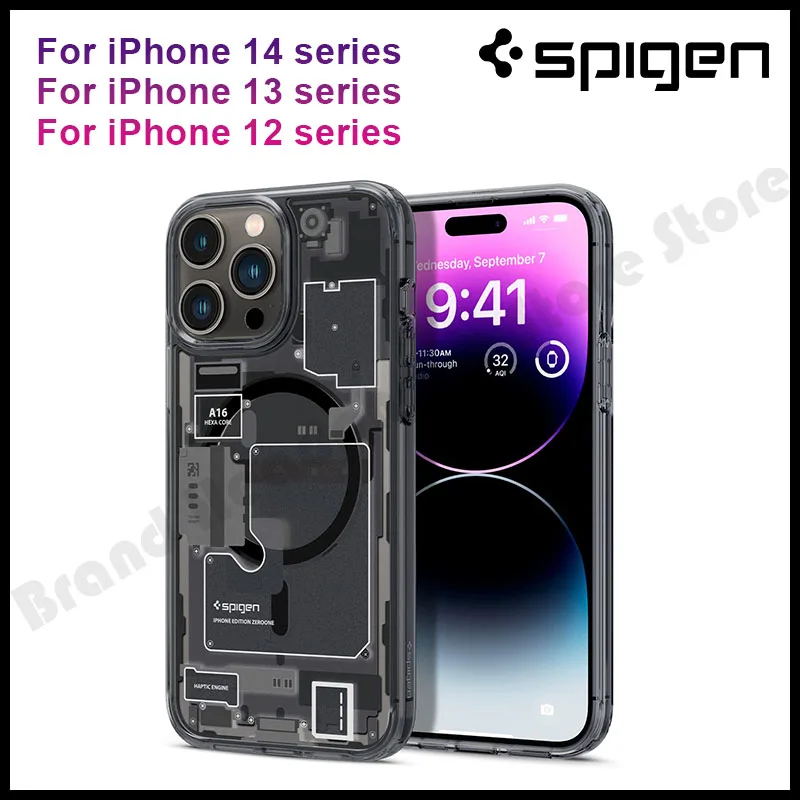 

Original Spigen Ultra Hybrid Zero One (MagFit) Case For Apple iPhone 14 13 12 Pro Max Wireless Charger Cover 14 Plus Case