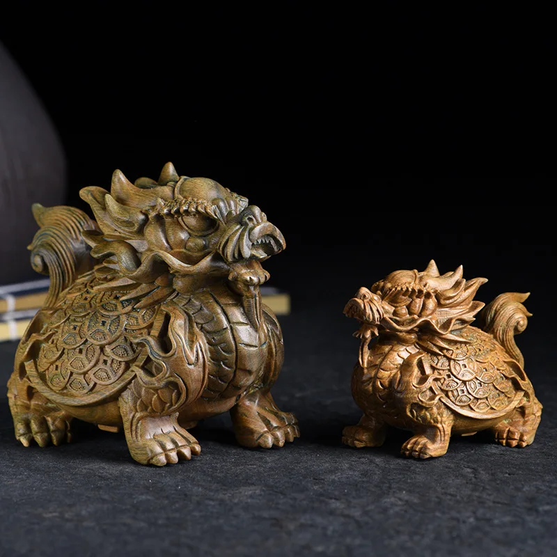 Guajacwood Xuanwu украшение в виде черепахи дракона резьба по дереву ремесла