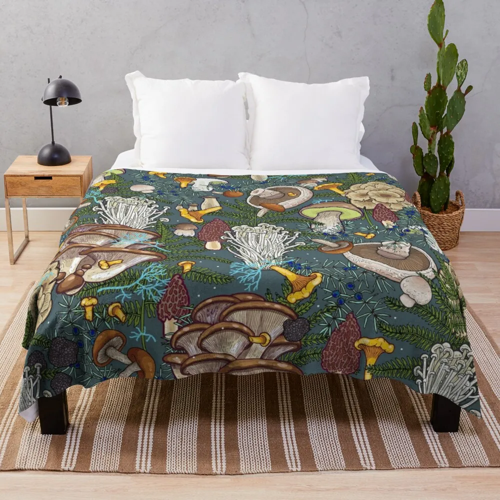 

mushroom forest Throw Blanket Custom Blanket