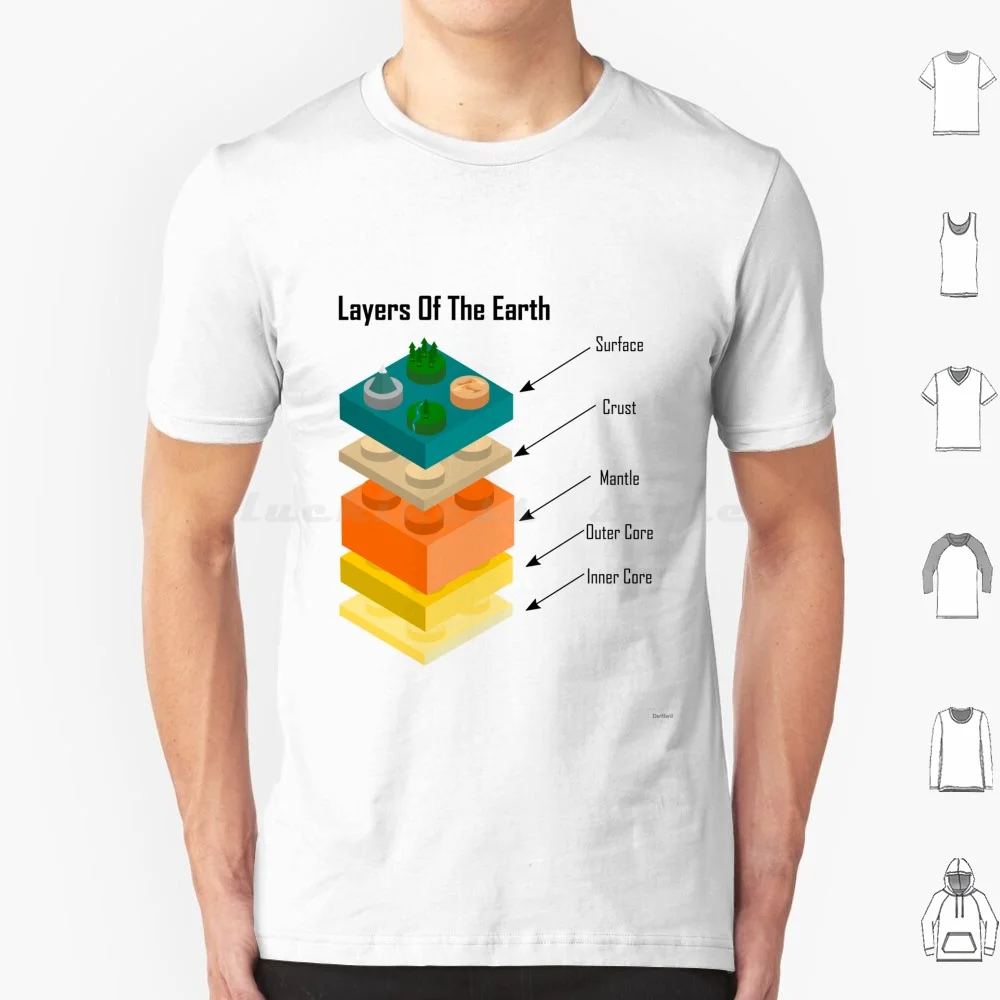 Строительные блоки: многослойная футболка земли большой размер 100% хлопок