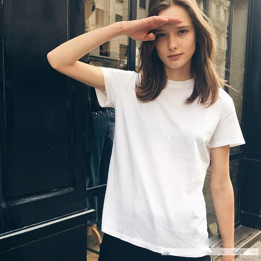 Футболка женская однотонная с коротким рукавом, модная серая хлопковая рубашка в стиле Харадзюку, простой топ в стиле 90-х, 5 цветов, XXL, на лето