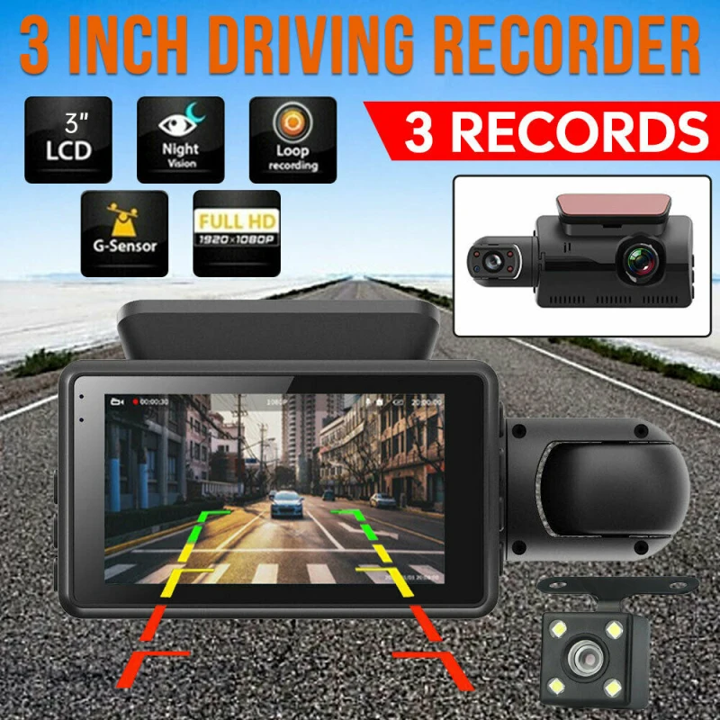 АВТОМОБИЛЬНАЯ КАМЕРА 1080P WIFI Dash Cam Front And Rear Interior 3 Cameras With GPS Dual Lens Car DVR Night DashCam Vehicle Camera Auto on.
