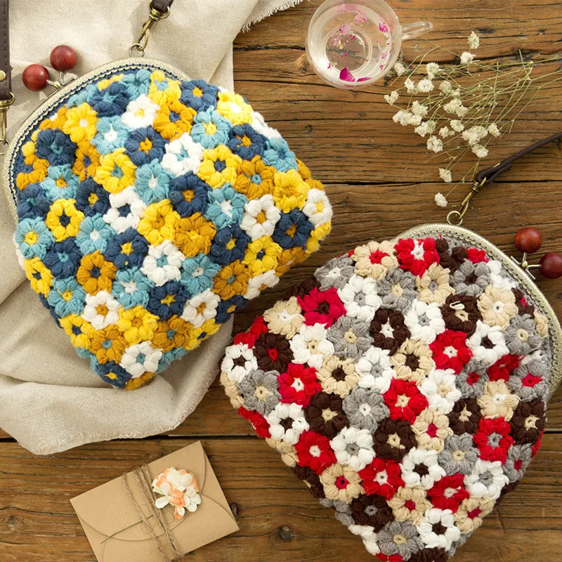 

Набор для вязания крючком для семьи Susan's, набор для вязания цветов, сумка на плечо, материал, посылка, винтажная сумка для вязания крючком, на...