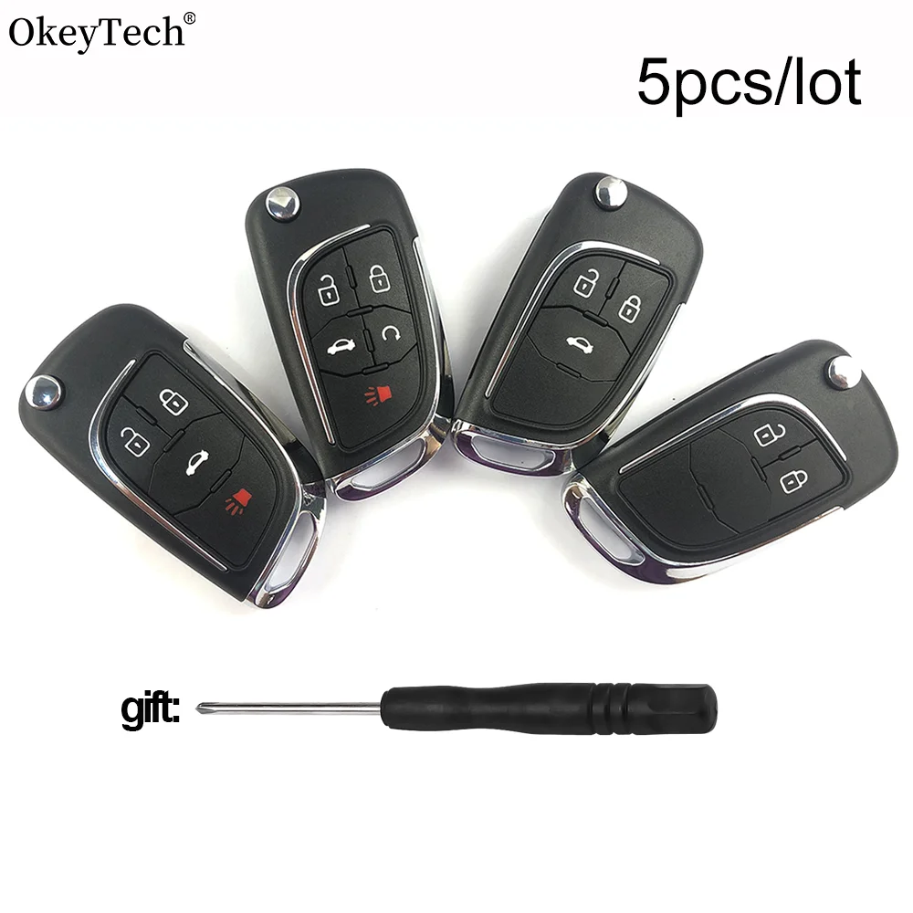

OkeyTech 5pcs Modified Folding Remote Car Key Shell For Chevrolet Cruze Epica Lova Camaro For Opel Vauxhall Insignia Astra Mokka