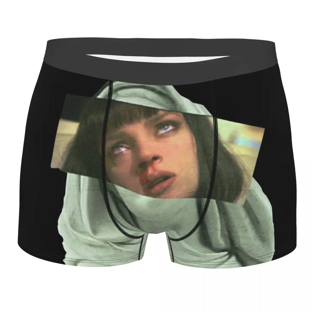 

Men's Boxer Briefs Shorts Panties PULP Addiction Pulp Fiction Quentin Mia Wallace Underwear Homme Funny Plus Size Underpants