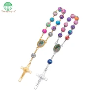 10pcs top quality polymer clay colorized beads catholic rosary bracelet women religious jesus crucifix bracelet