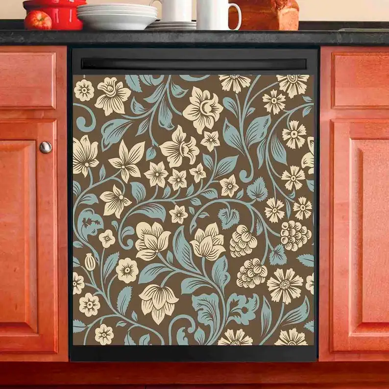 

Kitchen Decor Dishwasher Cover Flower Pattern