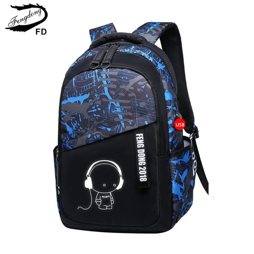 

FengDong kids large waterproof school backpack boys school bags bookbag schoolbags for teenagers male laptop backpack schoolbag