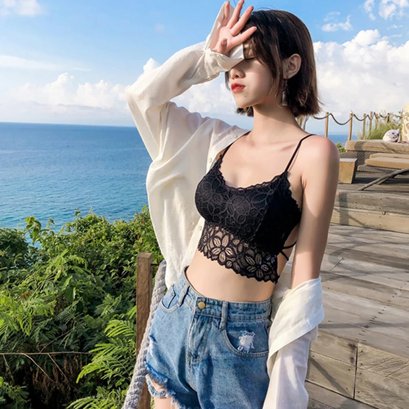 

2022 Fashion Camisole Women Lady Lace Strap crop Top Camis Tube Vest Chest Wrap Bandeau Girl Vest Underwear Night Suit