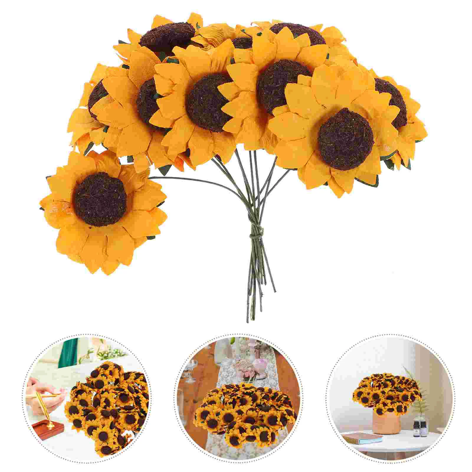 

Sunflower Artificial Sunflowers Flower Flowers Fake Bouquet Decor Wedding Paper Silk Heads Faux Simulation Decorations Mini