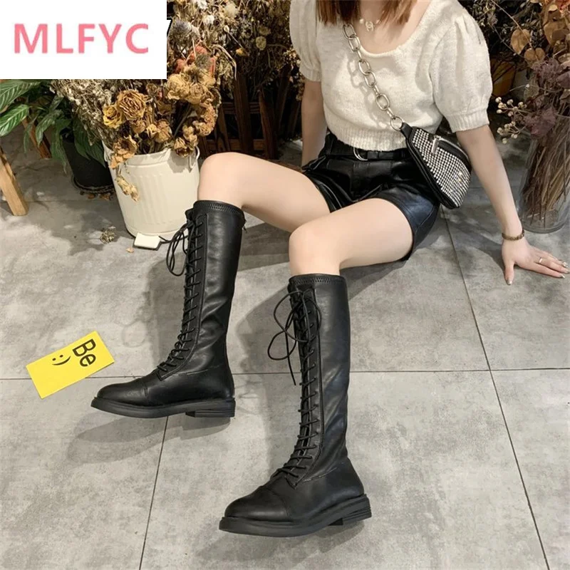 

Long boots women's 2022 new heightened elastic boots thick-soled knight boots but knee-length lace-up boots women women shoes