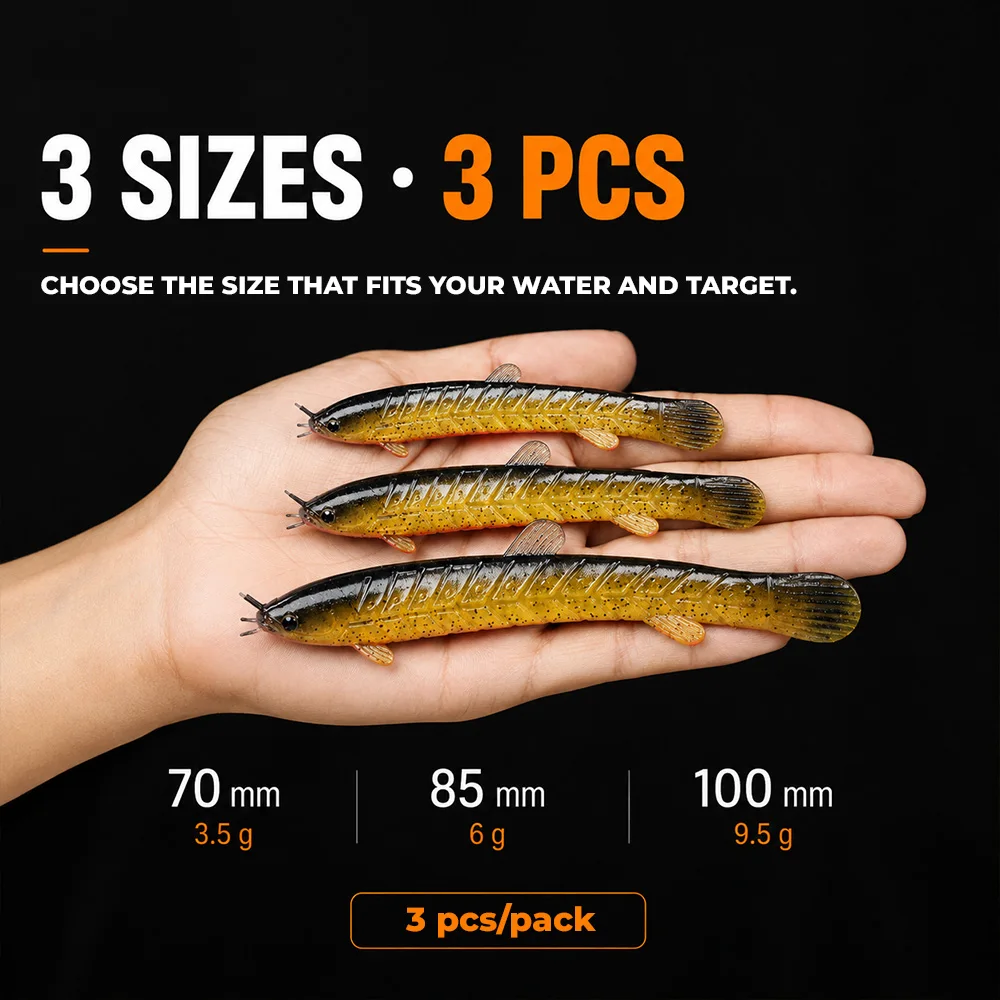 Фото Мягкая сегментированная приманка ZUKIBO Articulated Floating Soft Lure (3 шт.) для ловли баса, форели, окуня в пресноводной рыбалке №5