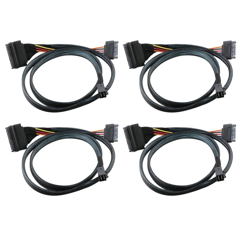 

4X 0.5M/1.5Ft Mini SAS SFF 8643 To U.2 SFF-8639 Cable With 15 Pin Female SATA Connector SSD Power Cable Wire 12Gb/S
