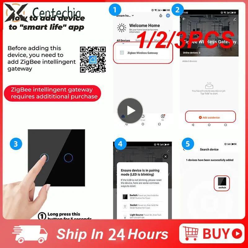 

Умный настенный сенсорный выключатель ZigBee, 1/2/3 шт., без нейтрального переключателя, без конденсатора, работает с Alexa Home Hub
