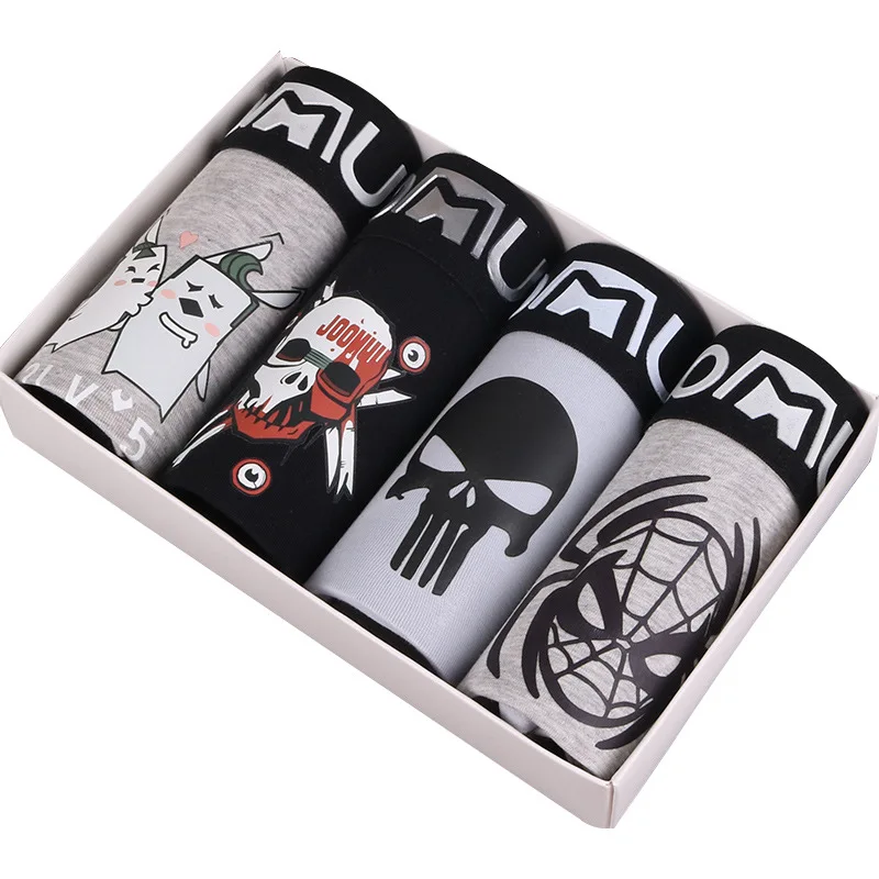 HaleyChan Women Cotton Colorful Cartoon 4Pc Boxer Brief for Women's Tomboy Trans Lesbian Transgender Ftm Underwear Women Panties