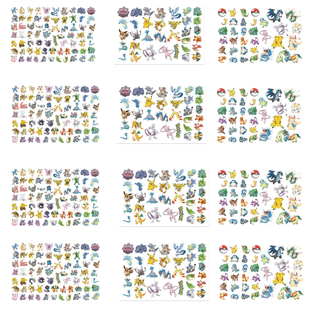 12 шт./компл. детские наклейки с татуировкой Покемон сделай сам для вечеринки
