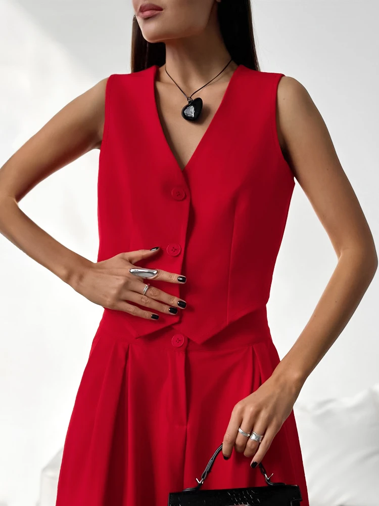 Женский офисный костюм-двойка розовый костюм из топа и плиссированных брюк с