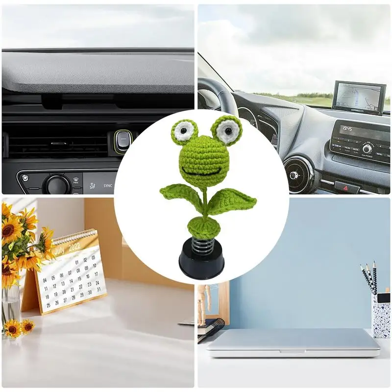 Украшения для приборной панели автомобиля вязаный крючком Подсолнух лягушка