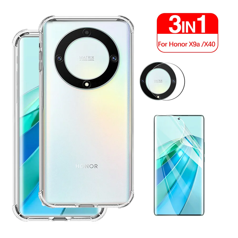 3in1 Protective Glass Honar X9a Clear Shockproof Case For Honor X9a X 9A 9 A X40 X 40 Honorx9a Camera Lens Cover Tempered Film