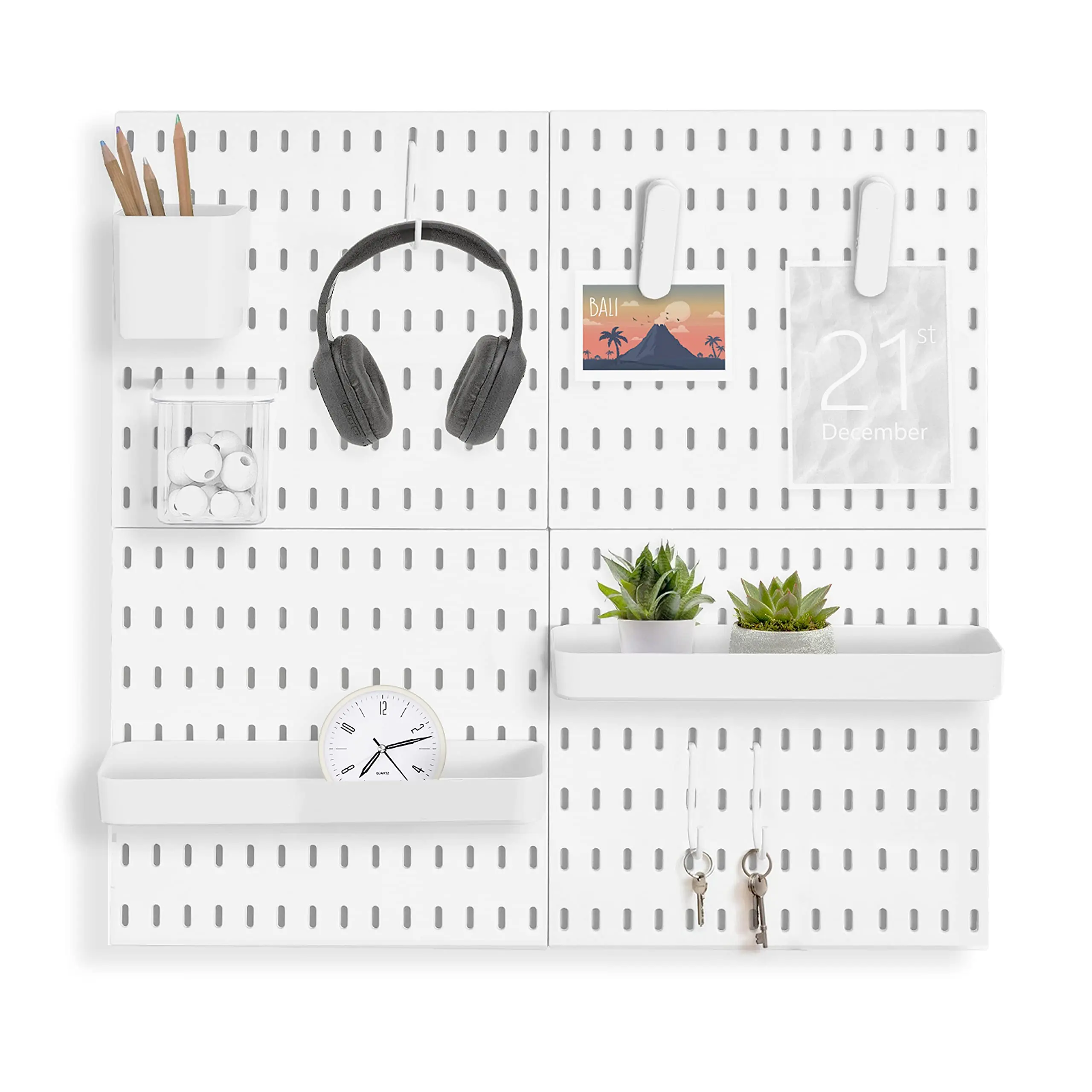 Pegboard Combination Kit with 4 Pegboards 9 Accessories Modular Hanging for Wall Organizer Nursery Storage Crafts Organization