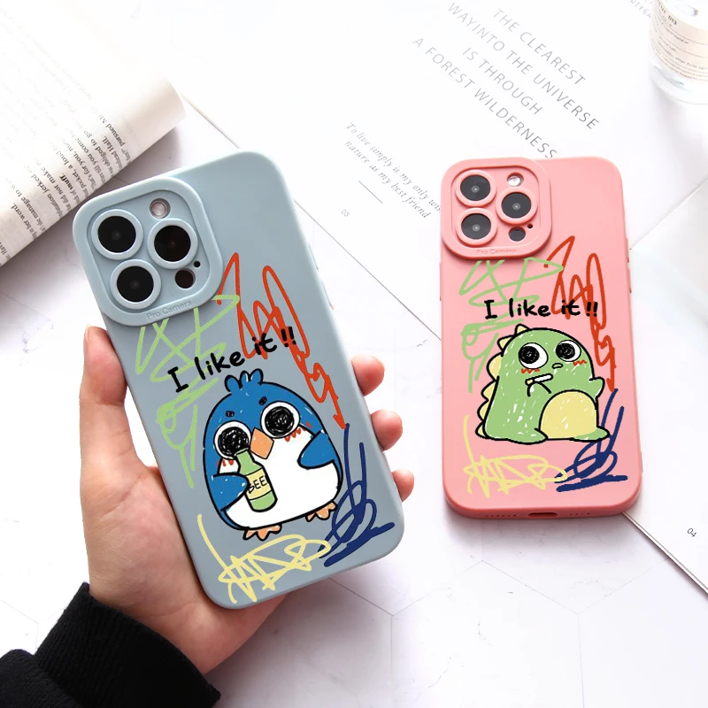 

Cute Cartoon The Dinosaur Phone Case For IPhone 14 13 12 Pro Max 11 X XS XR XSMAX SE2 7 8 Plus Shockproof Silicone Cover