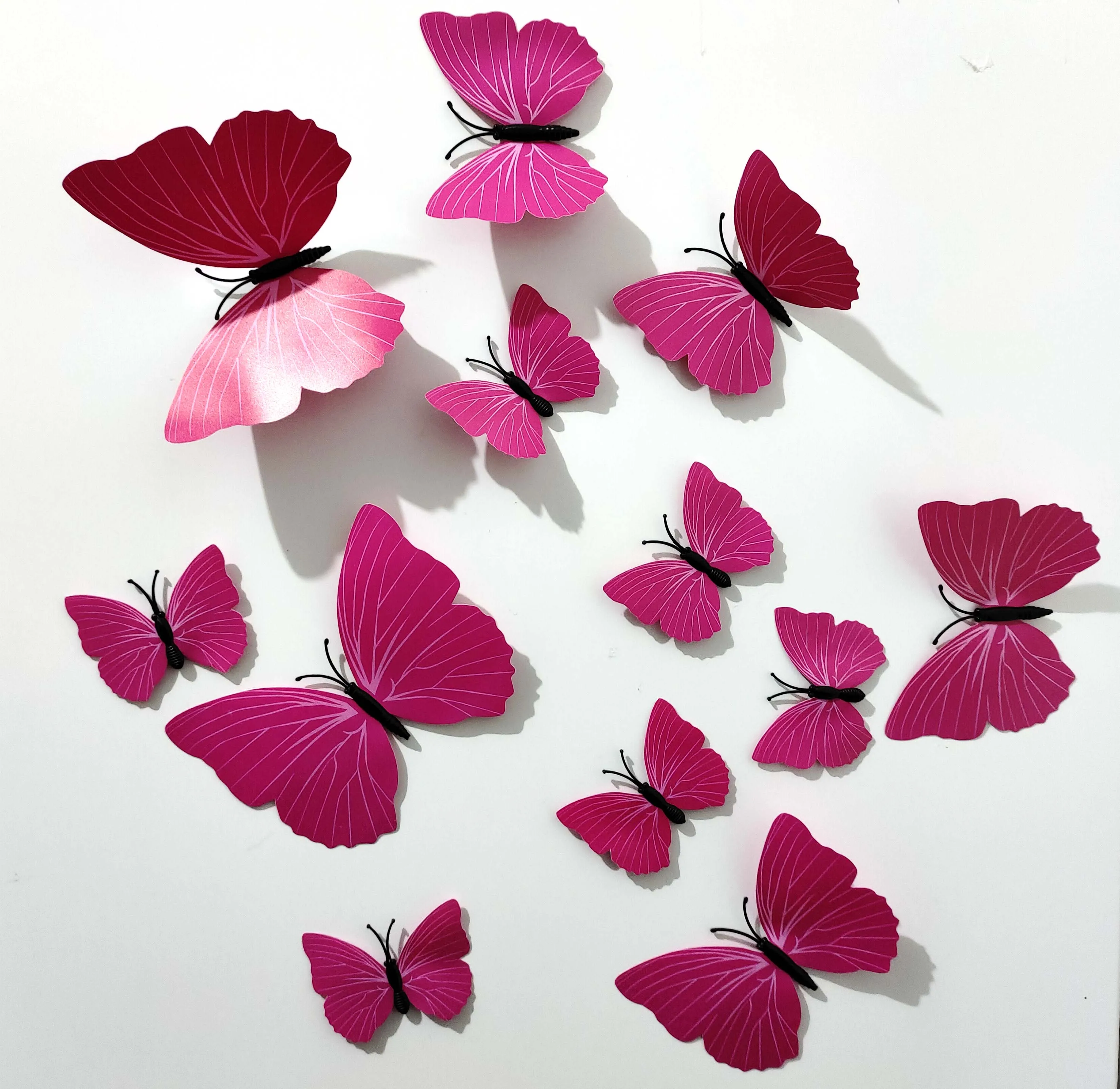 

New Style 12Pcs Double Layer 3D Butterfly Wall Stickers Home Room Decor Butterflies For Wedding Decoration Magnet Fridge Decals