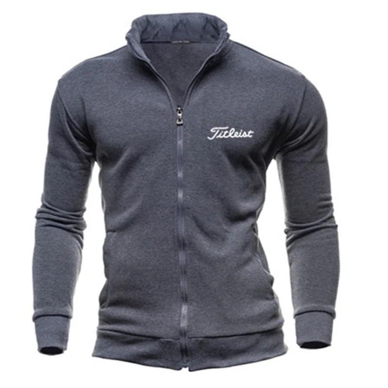

2023 new golf printed men's casual jacket spring and autumn sports solid color coat