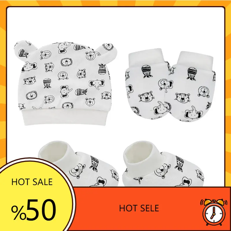 

Baby Hat Gloves Socks Set Cotton Baby Socsk Infant Hat Toddler Gloves Soft For Newborn Boys Girls Shower Gifts 0-6Mths