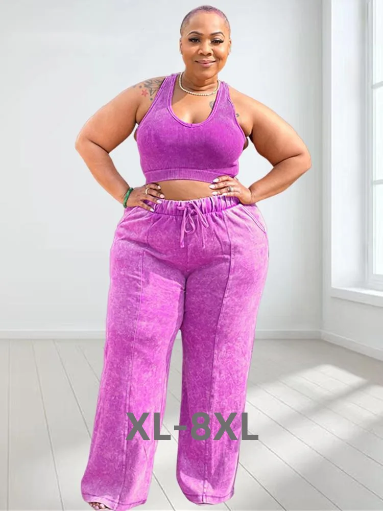 

Plus Size Pants Sets Women New in Summer Clothes Two Piece Outfits Sweatpants Matching Tracksuit Whole 3xl 4xl 5xl 6xl