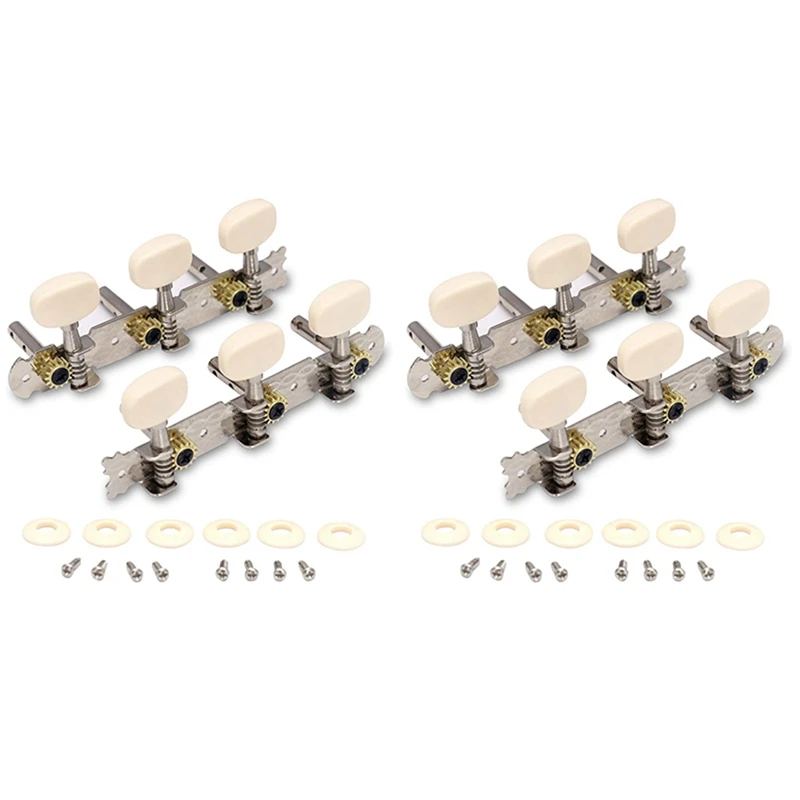 

2X Vintage Guitar Tuning Pegs Gold Plated Machine Heads Tuning Keys Tuners Single Hole For Classical Guitar 3L 3R