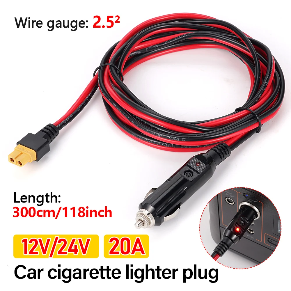 

Кабель зарядный 14AWG для автомобильного прикуривателя XT60, 20 А