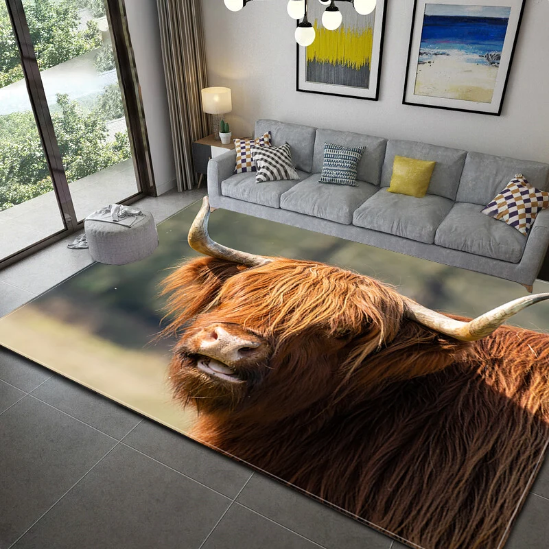 Scottish Highland Cow Printed Carpet for Living Room Decoration Bedroom Kitchen Rugs Bathroom Non-Slip Floor Mat Hallway Doormat images - 6