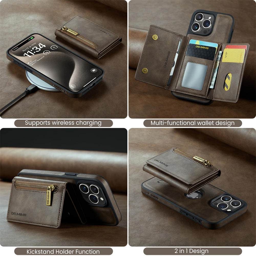 M5 подходит для iPhone 15 14 13 12 11 Pro Max Роскошный кошелек кожаный чехол телефона