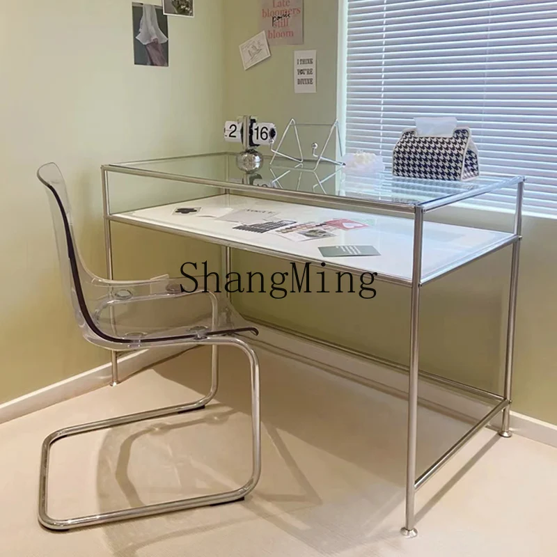 Прозрачный стеклянный маникюрный стол TF