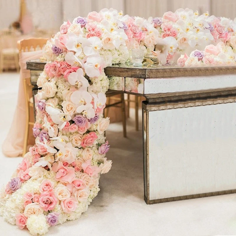 

2M Luxury Custom Artificial Floor Wedding Backdrop Decor Garland Flower Arrangement Table Runner Rarty Event Birthday Flower Row