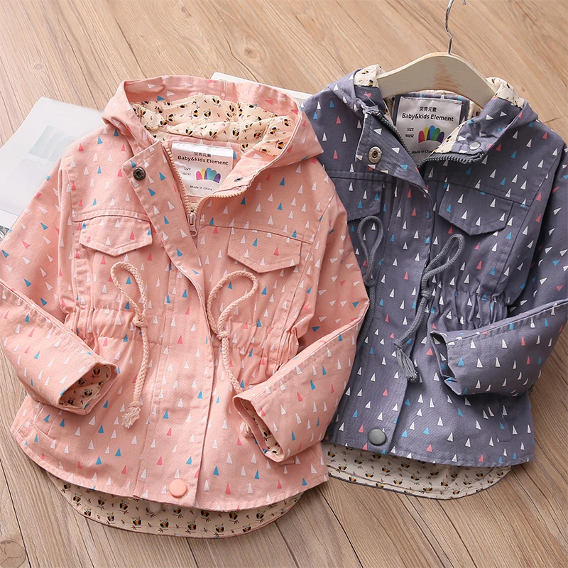 

2023 Spring Autumn 3-10 11 12 Years Teenager Outwear Waist Slim Hooded Outdoor Proof Wind Coat Jacket For Baby Kids Girls