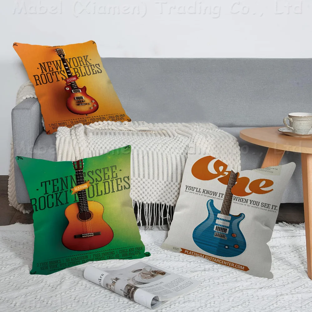 Guitar Collection Pillow Cover For Bedroom Room And Living Sofa Decorative Cushion