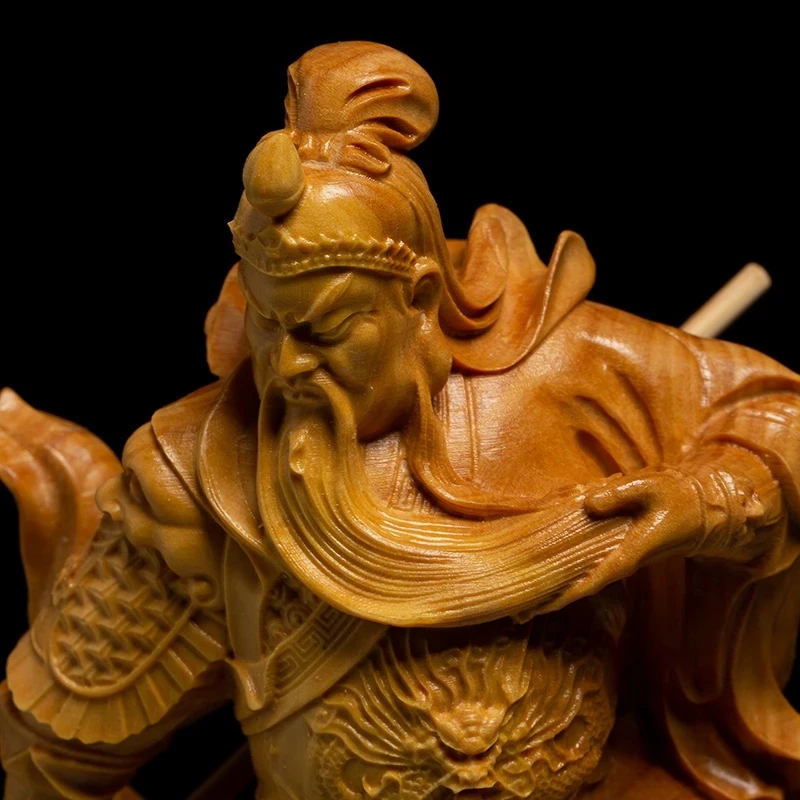 Деревянная скульптура воинов медный нож династии Guan Yu украшение для дома